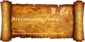 Miklusovszky Csaba névjegykártya